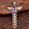 925 Sterling Silver Handmade Pendant, Chakra Pendant, Reiki Pendant, Silver Pendant, Seven Stone Pendant, Unisex Cross Pendant