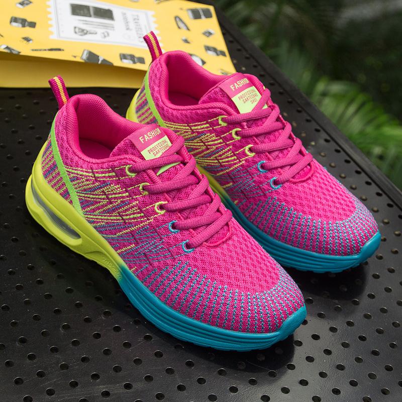 Женские весенне-осенние туфли-лодочки Flyknit, повседневные, на шнуровке, дышащие, спортивные туфли для активного отдыха, нескользящие, увеличивающие рост, кроссовки с воздушной подушкой, размеры 35-42