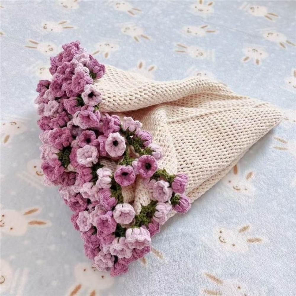 Unfinished Flower Bouquet Blanket Artificial Knitted Blanket  For Girlfriend and Mom Gift