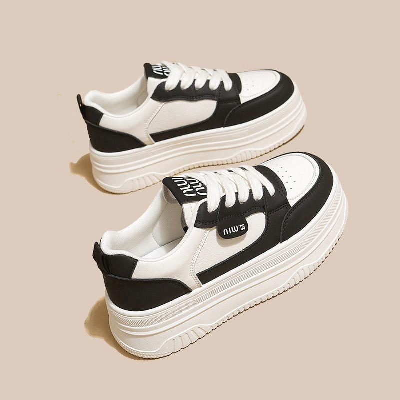 Leather small thick-soled muffin heightening board shoes women's shoes spring and summer new little white shoes casual sports shoes