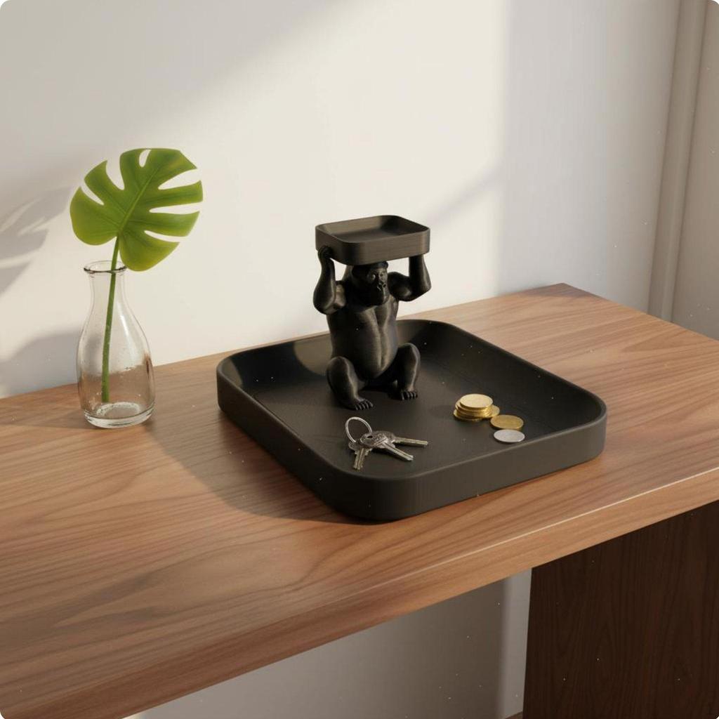 Ape Catchall Tray Sophisticated Home Decor Statue 3D Printed Animal Figurine Key Holder for
