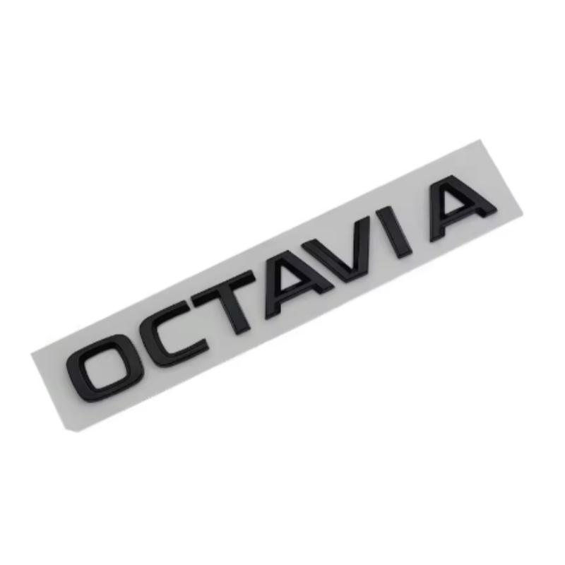 AAABU1 Car Chrome Black Logo Octavia Emblem Letters Car Rear Trunk Sticker For Skoda Octavia 1 2 3 4 MK3 MK4 MK5 RS VRS Accessories