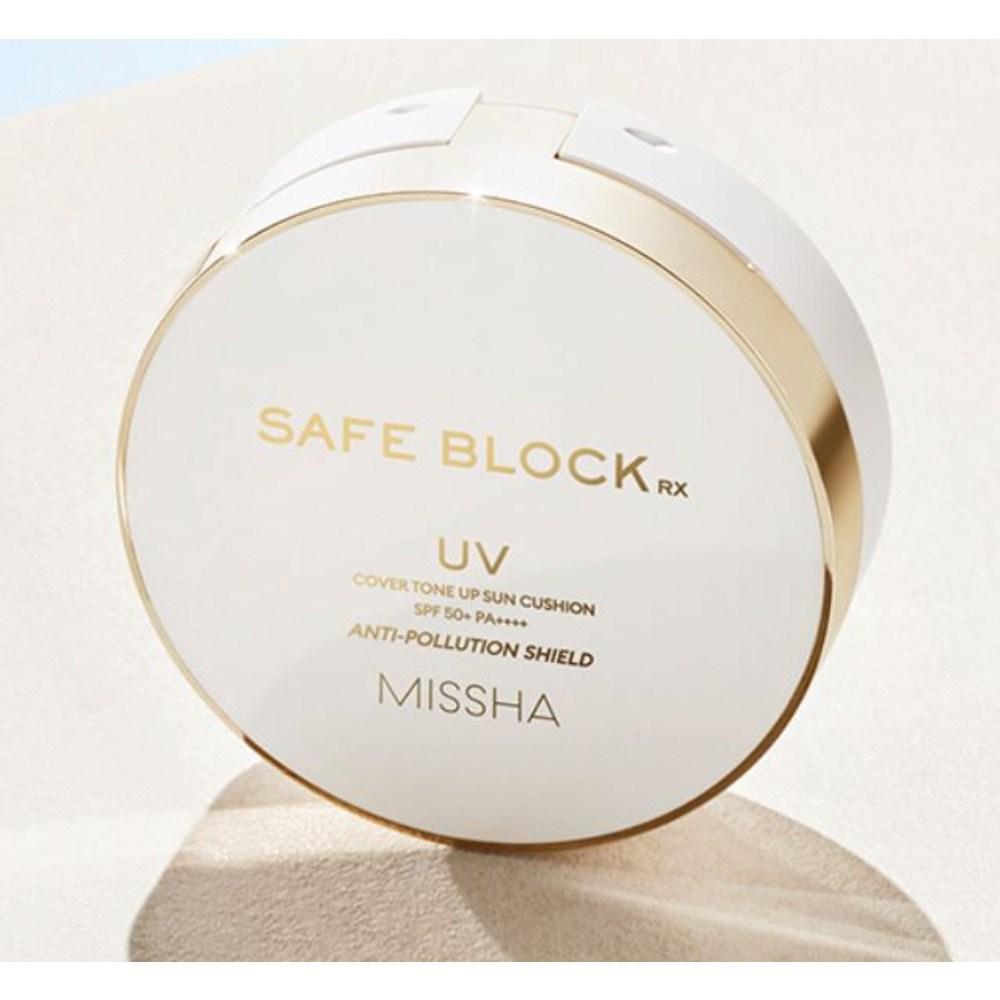 MISSHA Солнцезащитный кушон Safe Block RX Cover Tone-up SPF50+ PA++++, 14 г, 3 шт.