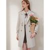 Fashionable Women's Mid-Length Windbreaker Jacket Long Sleeve Trench Coat