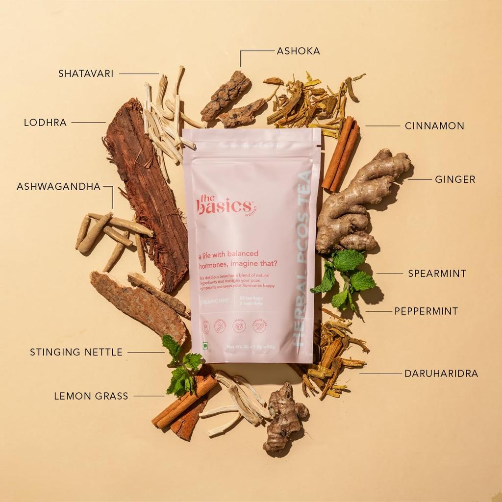 The Basics Woman Spearmint Flavored - Hormone Balancing Brew with Cinnamon, Ginger Root, Shatavari, Ashwagandha & Nettle Leaf - Herbal Suppl