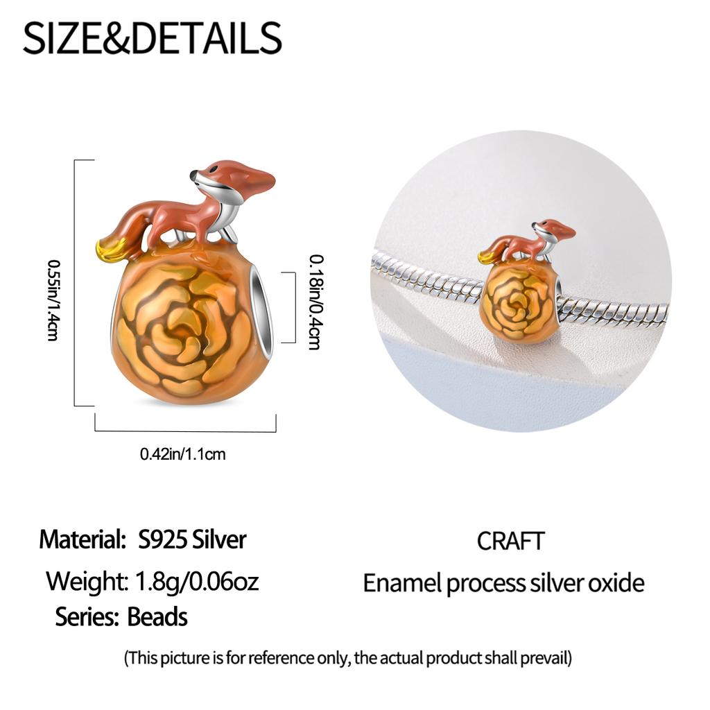 Fall Colors Copper Squirrel&Pinecone&Pumpkin&Fox&Bee&Cat Beads Charm Fit Diy Bracelet Exquisite Gift Jewelry