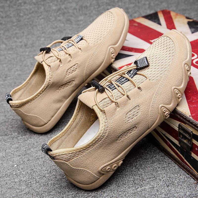 Мода 2024Мужские кроссовкиНовые модные дышащие легкие кроссовки на шнуровке, однотонные мужские повседневные туфли, мужские лоферы на весну и осень
