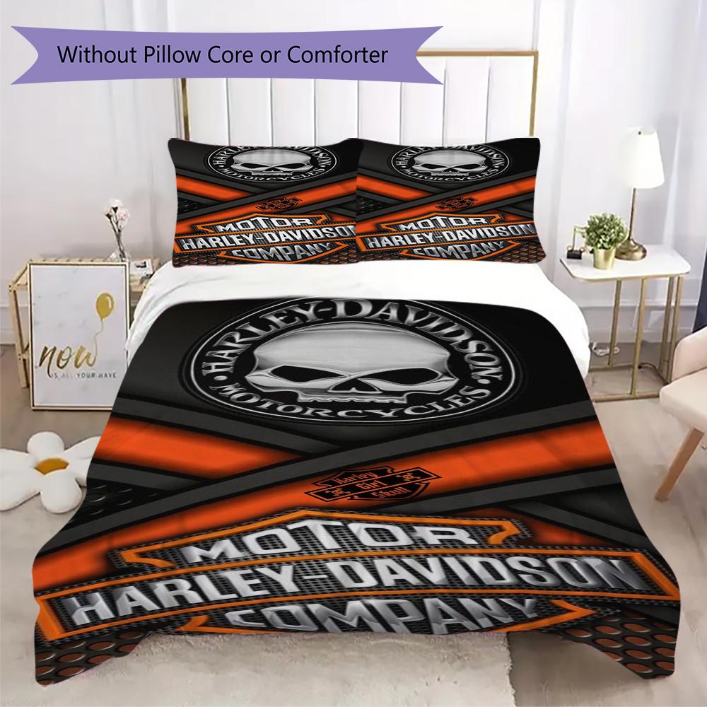 Vintage Harley Davidson Logo Bedding 1 Duvet Cover 2 Pillowcase Without Core Without Core Soft And Comfortable Bedding Set