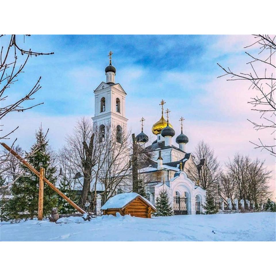 5D DIY алмазная живопись пейзаж замок полный круглый горный хрусталь вышивка крестиком комплект мозаика картина украшение дома подарок