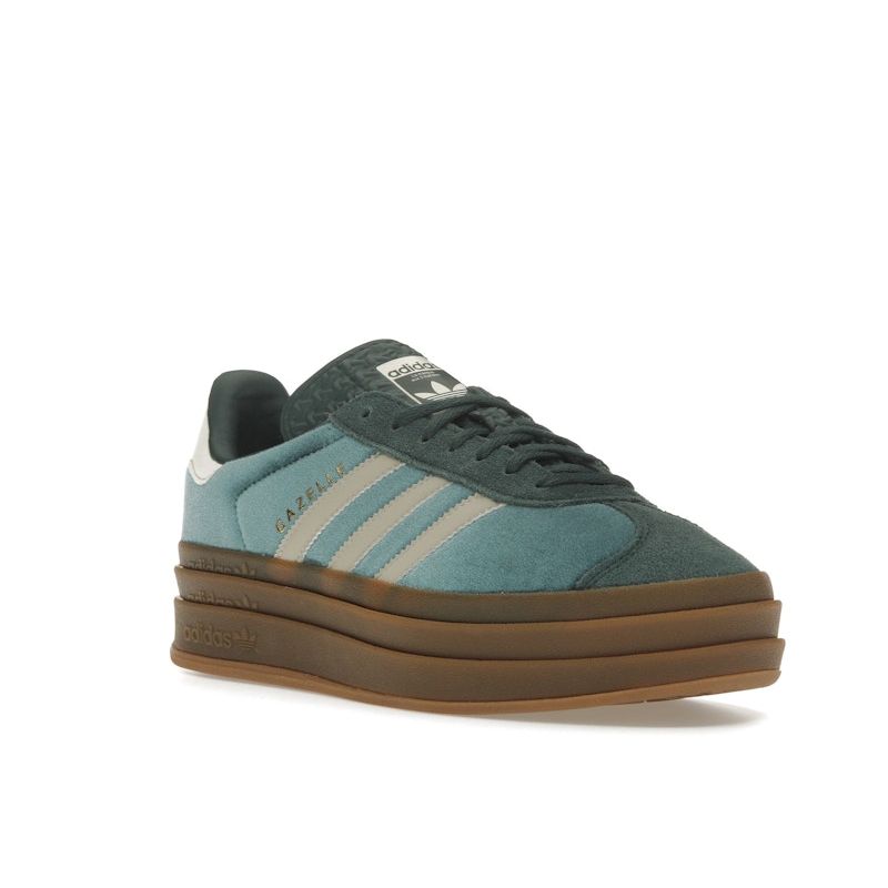 Adidas Кроссовки женские Gazelle Bold Mineral Green Velvet Putty-Grey IG4391
