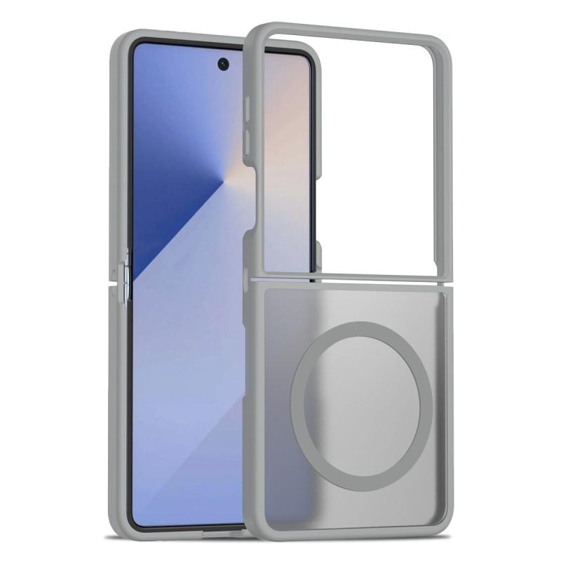 Подходящий чехол-кожура для Z Flip 7, складывающийся вверх-вниз, магнитный, с ощущением кожи, полупрозрачный 6