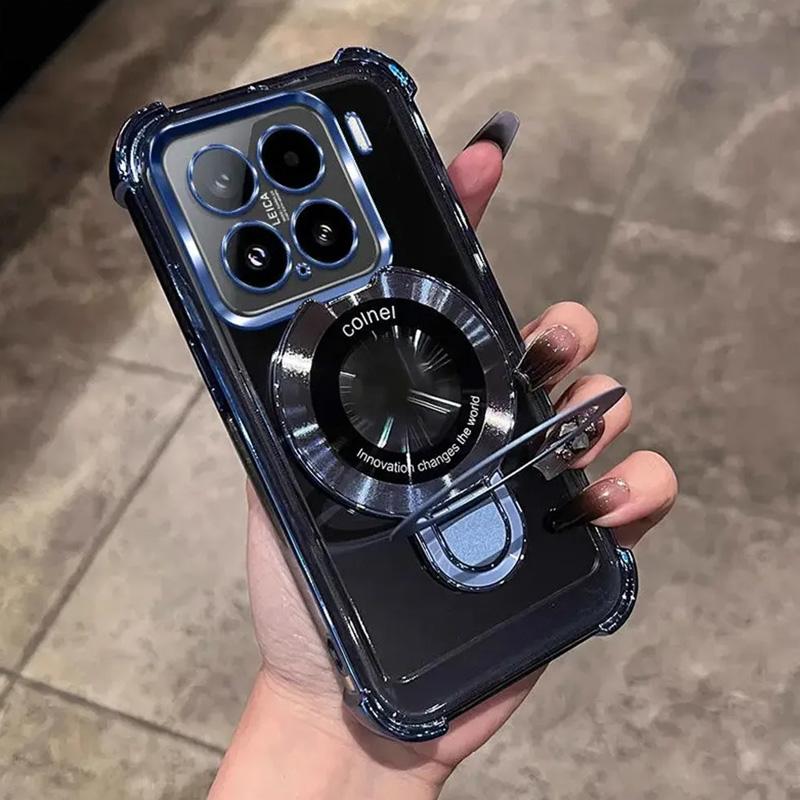 Для Xiaomi 15T Pro Чехол Противоударный Магнитный Кронштейн Чехол для телефона Для Mi 15 T 15T 14T 13T Pro Подставка Прозрачная Мягкая Силиконовая Крышка