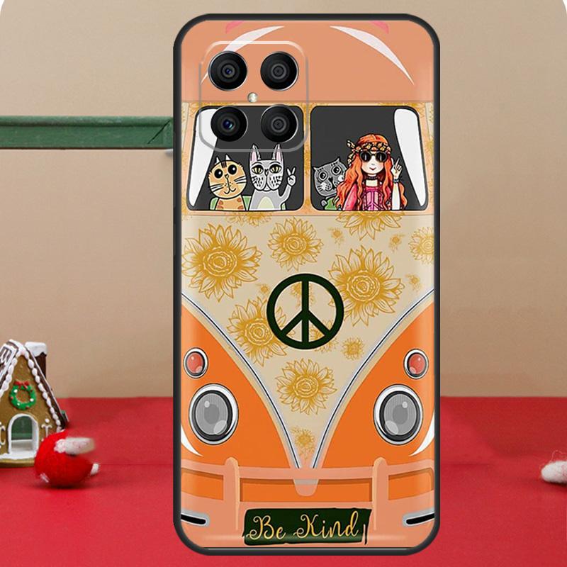 Hippie Peace Bus and Sunflower For Huawei Honor Magic 5 Pro X8 X9a 50 70 P Smart 2019 Nova 9 5T P60 P20 P40 P30 Lite Case