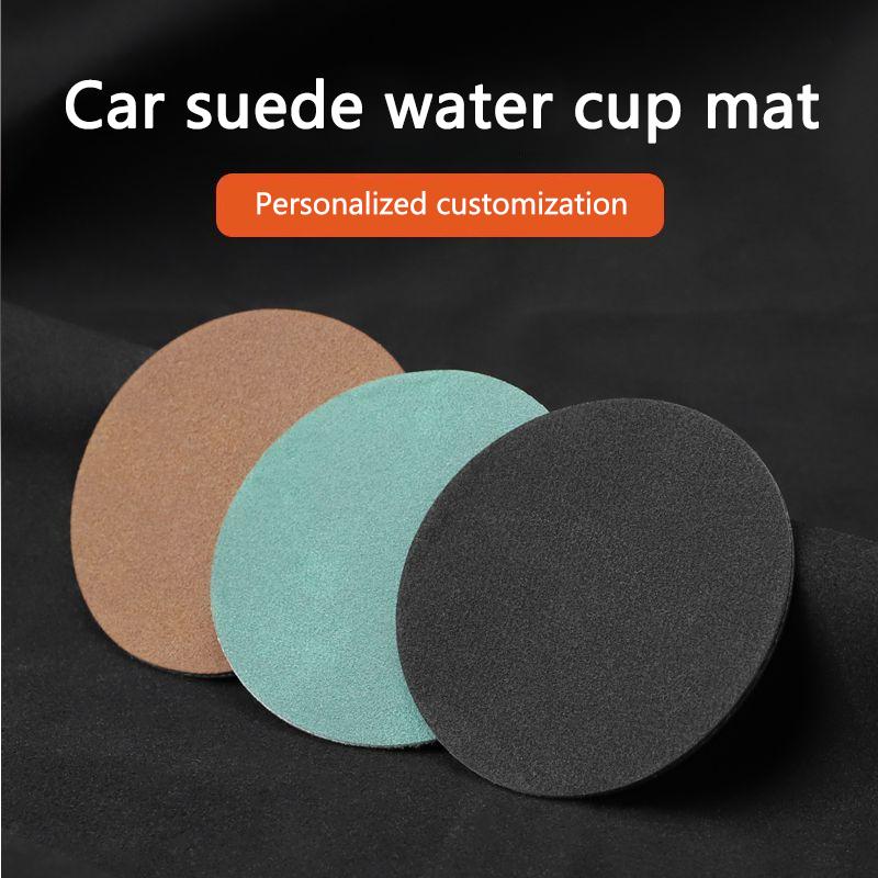 AJW1 High Quality Suede Car Coaster Water Cup Seat Cushion  Anti Slip Pad For Ford Ka 2022 2021 2020 2019 2018 2017 2016 2015 2014