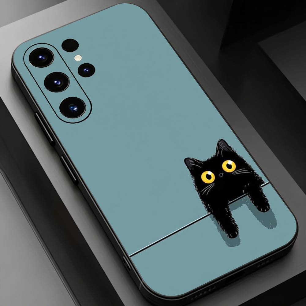 Black Cat Phone case for Samsung Galaxy S24,25,26,23 22,21,S20 Plus Ultra FE soft fundas cases