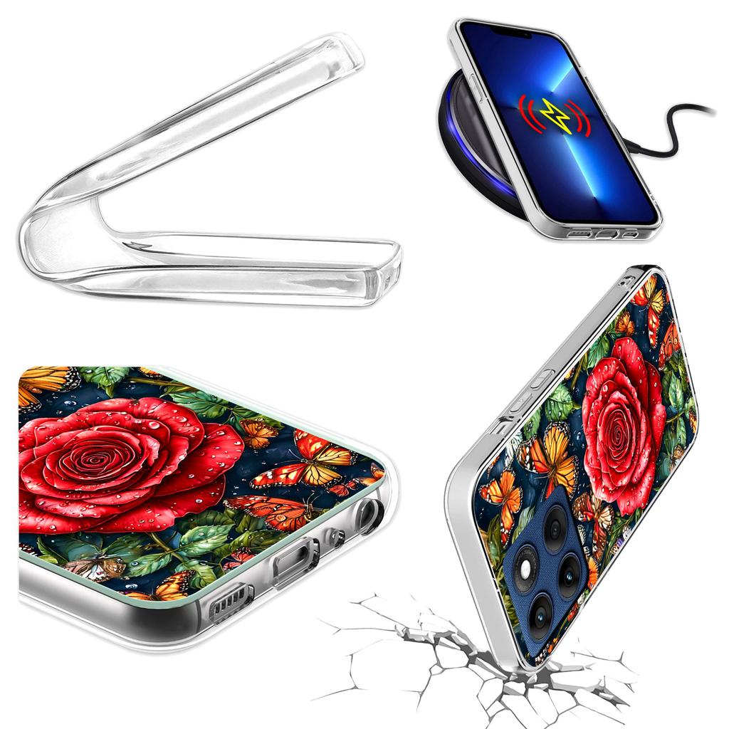 Чехол Для Motorola Edge 60 Fusion / Edge 60 Foto Case Задняя крышка Бабочки + Стекло