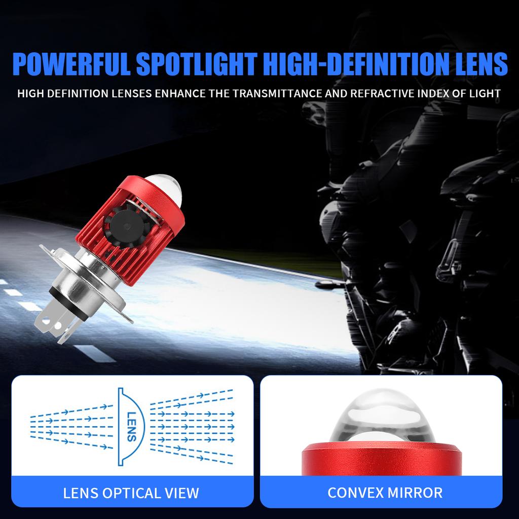 1Pc H4 LED Dual Color Motorcycle Headlight Bulbs BA20D with Fan Hi/Lo Beam 12V Fog Lamp Scooter Yellow White Motor Accessories