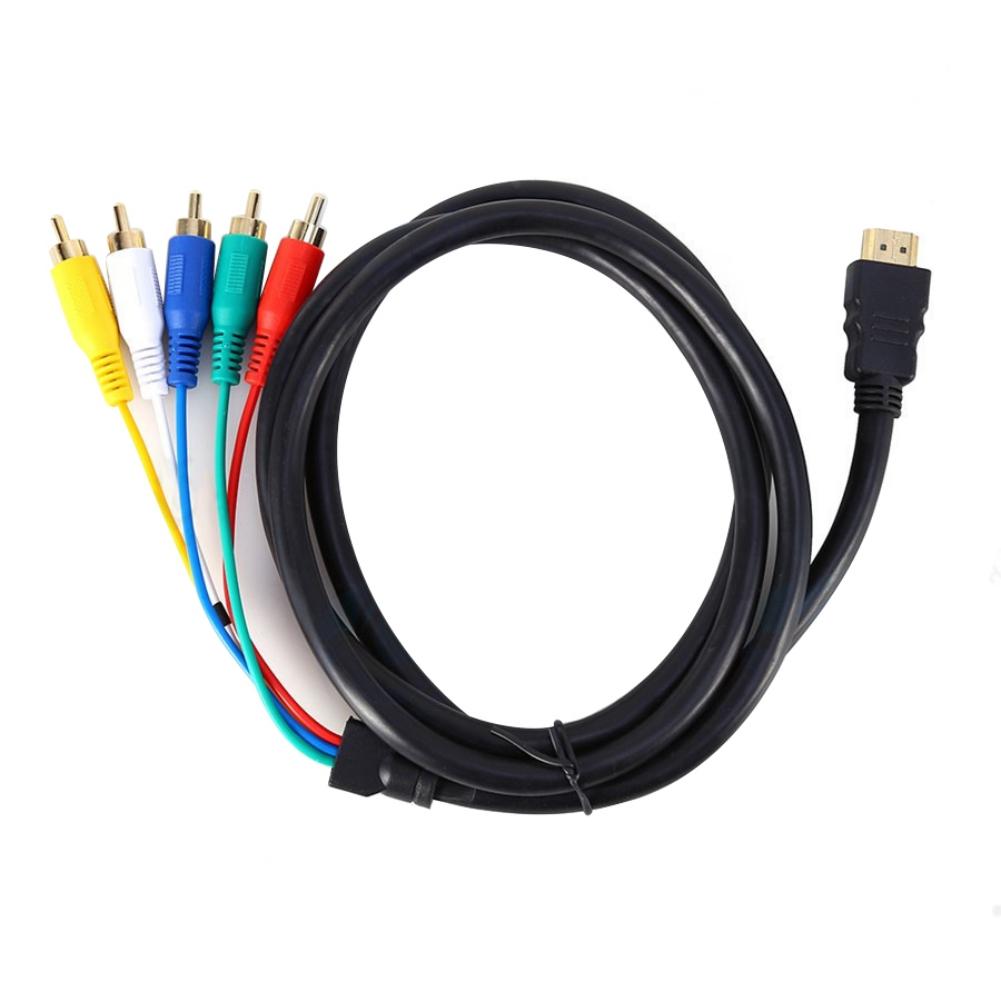 Кабель HDMI-RCA длиной 5 футов, штекер HDMI типа A на штекер 5RCA, кабель-адаптер для видео-аудио конвертера для плазменных телевизоров высокой четкости, DVD и большинства ЖК-проекторов