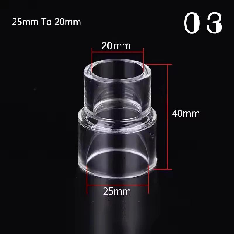 5PCS Acrylic Transparent Reducing Adapter for Direct Size Matching Straight-Through Pmma Aquarium Water Pipe Fittings Accessory