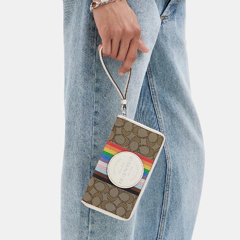 Новый кошелек для монет COACH Dempsey Iconic жаккард с зернистой кожей Маленький женский многоцветный CJ660-SVOT8