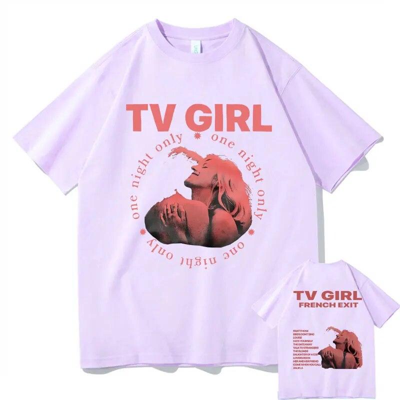 Cults TV Girl French Exit двусторонние футболки с принтом унисекс женская мода свободная футболка унисекс негабаритных черная футболка в стиле хип-хоп
