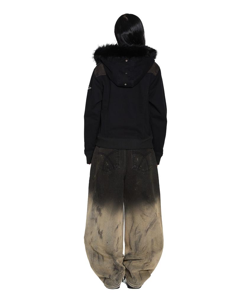 Aakam Fur Camo Contrast Jacket (Black)