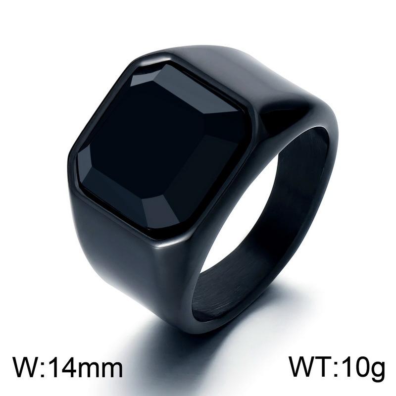 Мужское кольцо Bold Vintage Amber Stone Black Onyx из нержавеющей стали, квадратное, в стиле хип-хоп, готический, панк, байкерский аксессуар