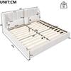 180 x 200 upholstered platform bed in French velvet cover, sturdy bed frame with slatted frame, Beige