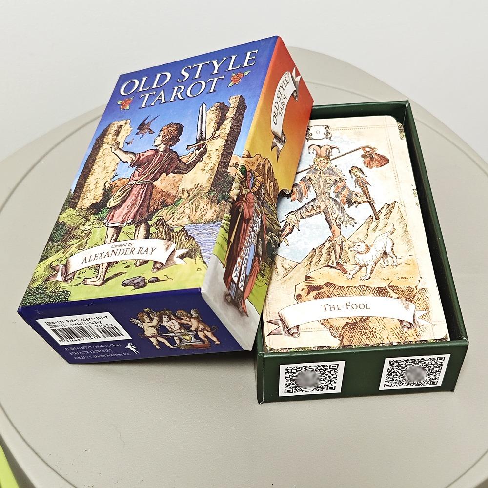 Колода Таро в старинном стиле, двухсторонняя, тисненая, 12*7 см, 79 шт., винтажные иллюстрации, подчеркивающие четкую символику, упакованная в жесткую коробку