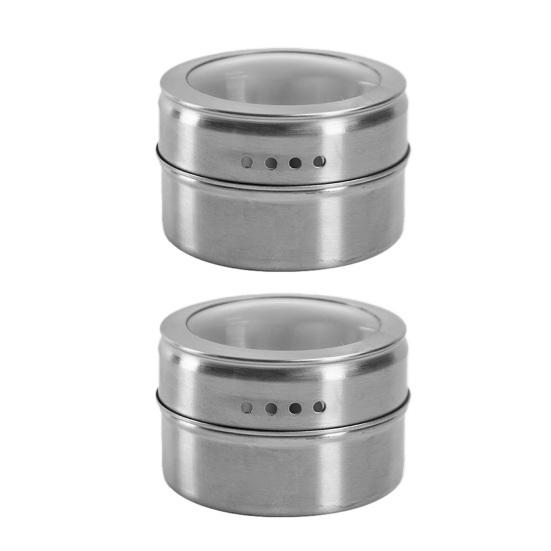 Magnetic Spice Tins Stainless Steel Spice Container Seasoning Jar Spice Jars Storage Box with Transparent Lid for Storing Herbs