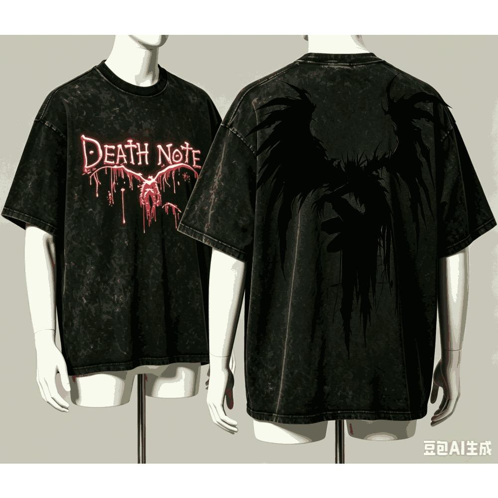 DEATH NOTE Washed T-shirt 2026 New Model personality Clothes shirt Year round clothing Retro Fashion Vintage Loose gift