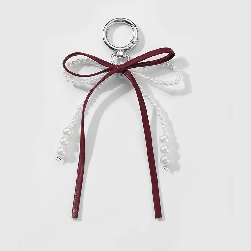 Сладкий брелок с красной вишней и жемчугом, ленточный бантик, подвеска для сумки, украшение для ключей, подарок для лучшего друга