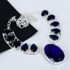 Удивительный синий сапфир драгоценный камень ручной работы из стерлингового серебра 925 пробы гальванопластика ожерелье, синий сапфир серебро для жены унисекс кулон пасхальные подарки