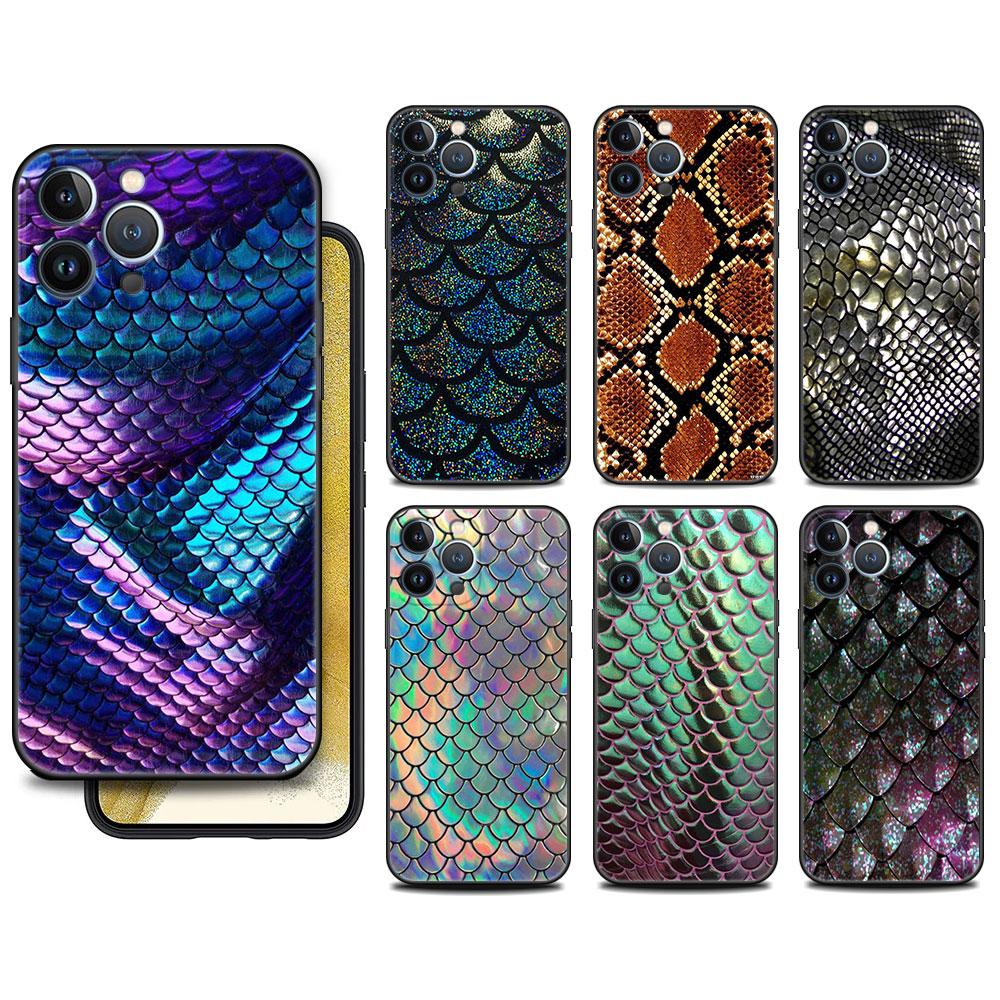 Чехол Funda для Apple iPhone 14 11 13 7 12 Pro 7 XR XS Max 8 Plus 6 14Pro 13Mini, черный мягкий чехол для телефона со змеиной кожей и принтом животных
