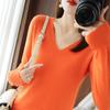 V Neck Sweater for Women Solid Long Sleeve Knit Sweaters Slim Fit Base Pullover Top