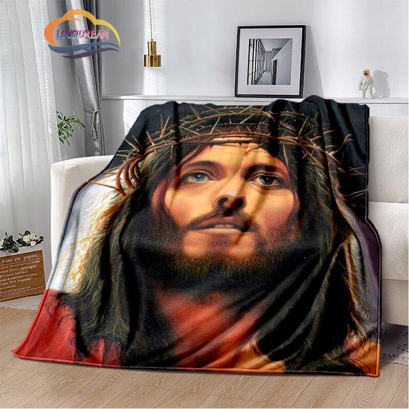 Религиозное кашемировое одеяло с изображением Иисуса, 3D-принт, покрывало с изображением Христа, фланелевое одеяло, серия Девы Марии-Иисуса, удобное домашнее одеяло