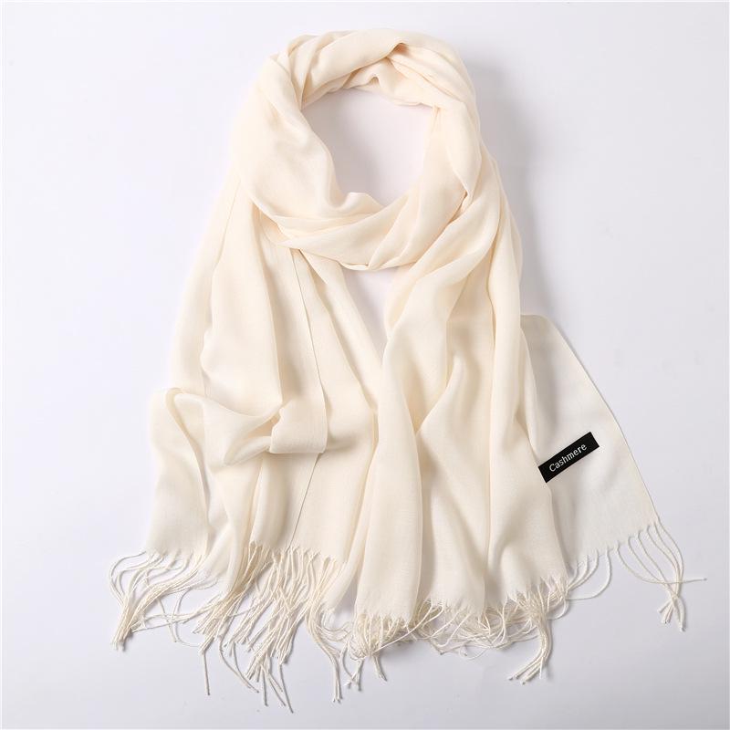 2024 Autumn And Winter Imitation Cashmere Scarf Solid Color Fashionable Versatile Warm Shawl Tassel Scarf