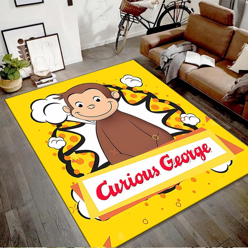 1pc Curious George (4) Design Printed Area Rug Carpet for Bedroom Living Room Home Decor Rugs Mat Non Slip Mat Rug for Bedside