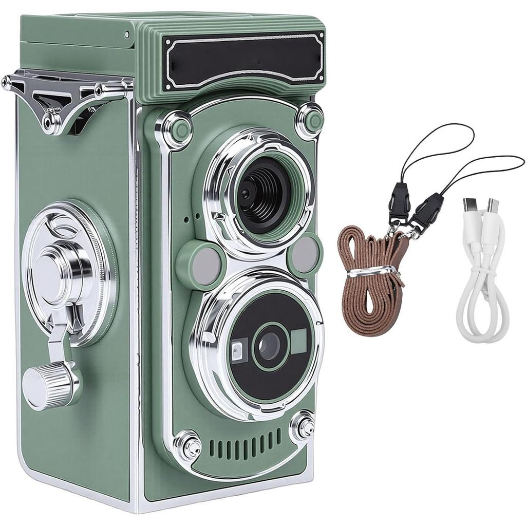 Jectse Vintage Digital Portable TLR Style Retro Video 24MP Autofocus Vlog Camera with Manual for and Adults Camera, 2.7K Joystick, Beginners, Teens,