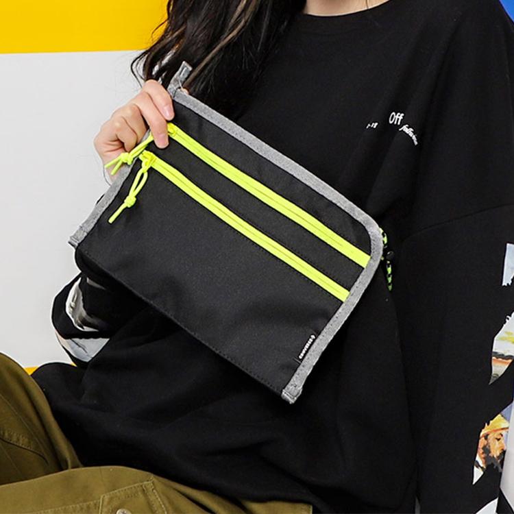 Converse Color Block Zipper Closure Polyester Shoulder Crossbody Bag Unisex bags Black Yellow 10019911-001