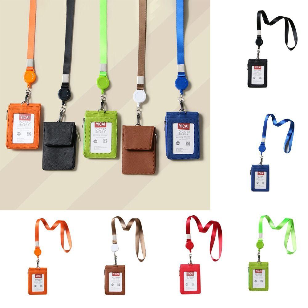 With Lanyard Neck Hanging Card Case Solid Color ID Buse Card Storage  Female/Male
