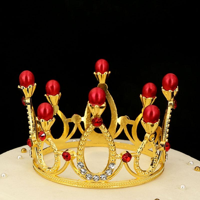 Детская круглая корона из сплава, цветочные аксессуары для волос, свадебные украшения, украшение для выпечки торта, жемчужная корона, король
