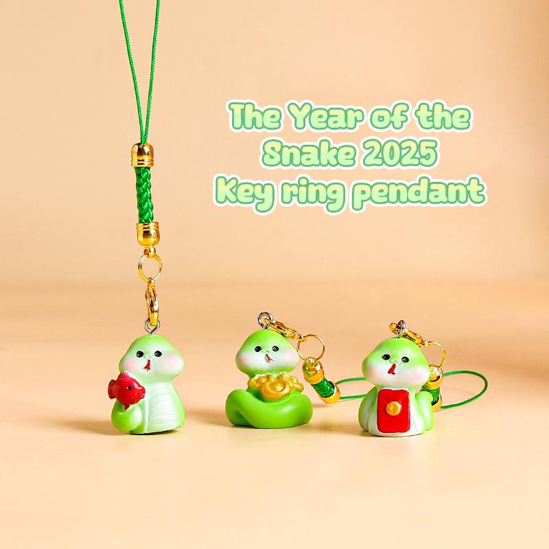 Брелок-талисман года Змеи 2025, брелок для телефона, мультяшный брелок со знаком зодиака Змея, милая подвеска для сумки, подвесное украшение, подарки на год
