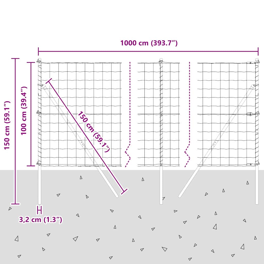 Ground Fix Welded Wire Fence 10 x 1 m (W x H)