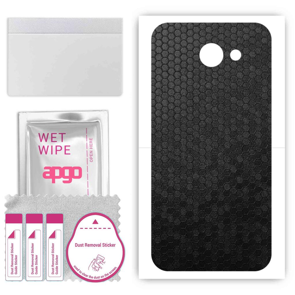 apgo Protective Skin Sticker for the Back Compatible with Samsung Galaxy A8 (2016), Wrap Film, Foil, Vinyl - Pattern Black Honeycomb