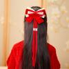 Tassel Red Bow Hair Clip Lion Embroidered Bow Headwear Children's Chinese Hairpin  Decoration