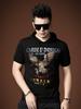 Ozhouzhan Men's Sports Hood Short sleeve T-shirt Summer New Eagle Laser Print Half Sleeve Hoodie Men's Clothing