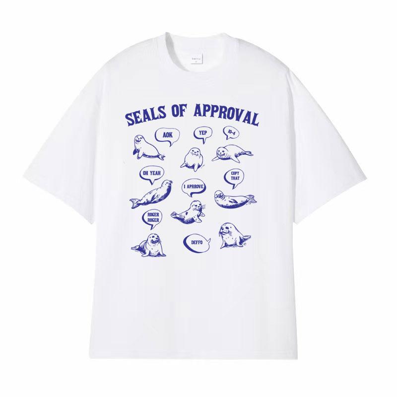 Seals of Approval Funny Meme Retro TShirt for Men Women Fashion Aesthetic 90s Tshirts Casual Cotton ONeck Short Sleeve Tshirt