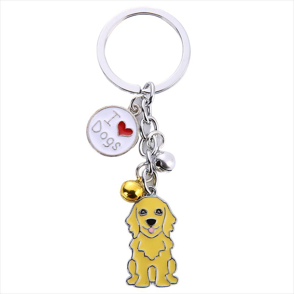 Enamel Golden Retriever Maltese Animal Bell Pet Keyring Pet Keychain Dog Keychain Dog Pendant