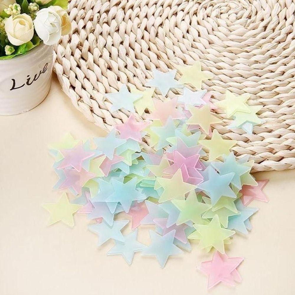 100 шт./набор Светящиеся в темноте 3D Люминесцентные наклейки DIY Настенные художественные наклейки Украшение детской комнаты